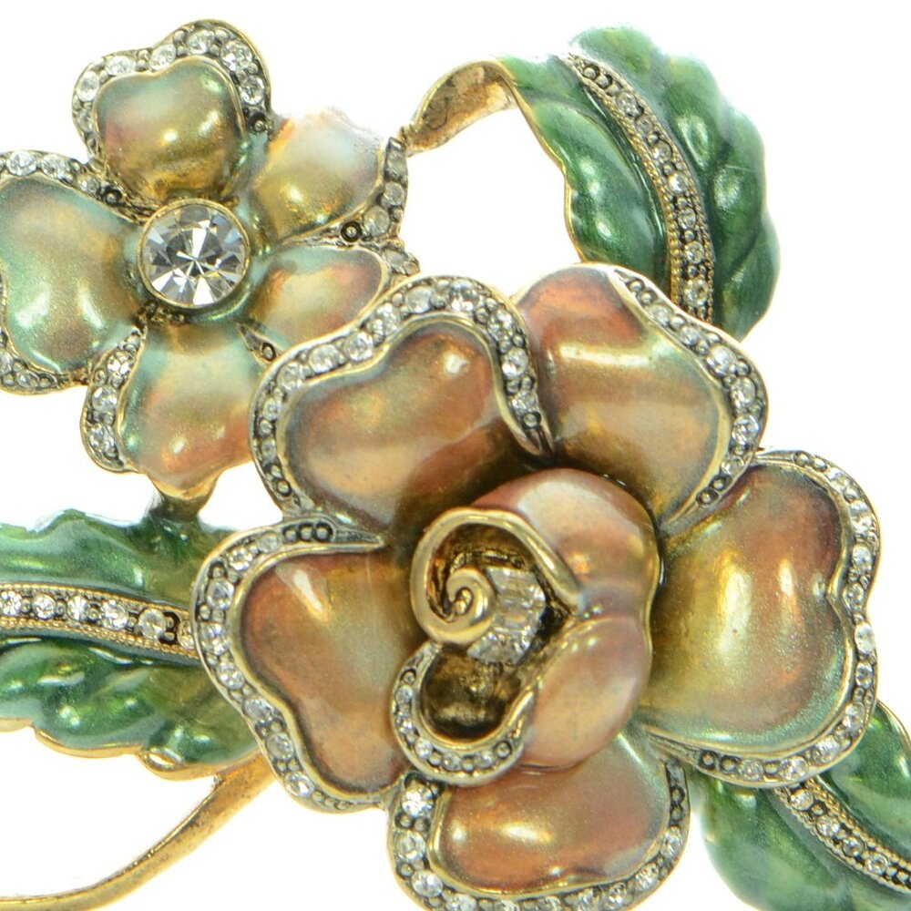 Vintage Kenneth Jay Lane Kjl Enamel & Crystal Flo… - image 2